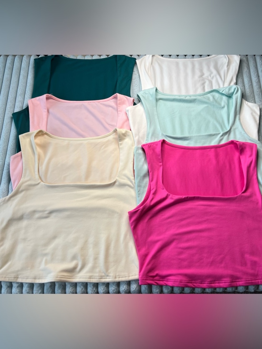 Square neck crop top bundle of 6 pink blue turquoise white cream